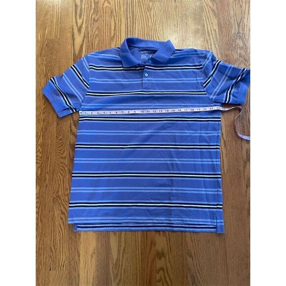Saddlebred Men's Striped Polo Shirt Multicolor Size L Short Sleeve Purple - Picture 1 of 5